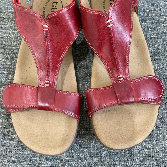 Taos The Show Red Leather Sandals Women Size 10 - Picture 3 of 10